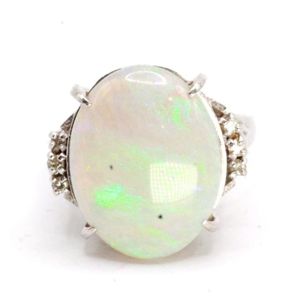 Mid Century Platinum 7 CTW Opal Diamond Ring - Picture 4 of 15